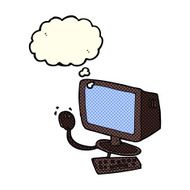 cartoon computer with thought bubble N6