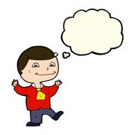 cartoon happy boy with thought bubble N115