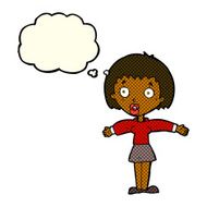 cartoon shocked woman with thought bubble N47