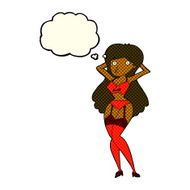 cartoon woman in lingerie with thought bubble N25