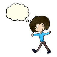 cartoon surprised man walking with thought bubble N5