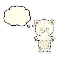 cartoon polar bear cub with thought bubble N39