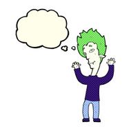 cartoon vampire man with thought bubble N57