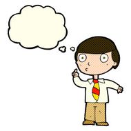 cartoon school boy with thought bubble N5