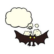 cartoon bat with thought bubble N11