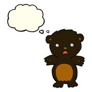 frightened black bear cartoon with thought bubble N3