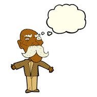 cartoon angry old man with thought bubble N69