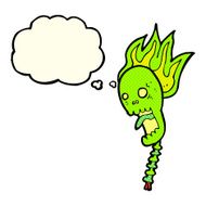 spooky cartoon skull with thought bubble N3