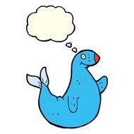 cartoon seal with thought bubble N9