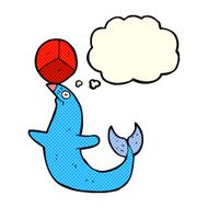 cartoon performing seal with thought bubble N6