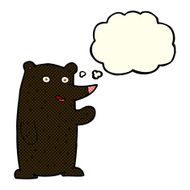 cartoon waving black bear with thought bubble N27