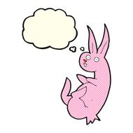 cue cartoon rabbit with thought bubble N6