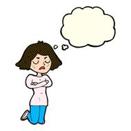 Cartoon Annoyed Woman With Thought Bubble N90