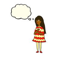 cartoon surprised girl with thought bubble N11