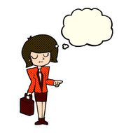 cartoon businesswoman pointing with thought bubble N5