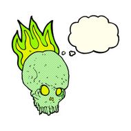 cartoon spooky skull with thought bubble N76