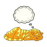 cartoon resting tiger with thought bubble N5