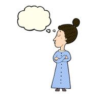 cartoon strict victorian teacher with thought bubble N5