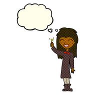 cartoon friendly witch girl with thought bubble N6