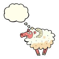 cartoon dirty sheep with thought bubble N2