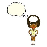 cartoon woman thinking with thought bubble N7