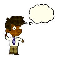 cartoon boy asking question with thought bubble N8