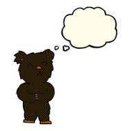 cartoon happy little black bear with thought bubble N9