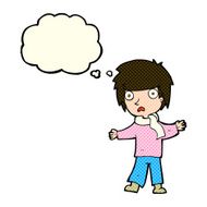 cartoon unhappy boy with thought bubble N29