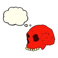 cartoon spooky skull with thought bubble N77