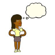 cartoon woman with hands on hips thought bubble N110