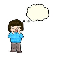 cartoon worried boy with thought bubble N16