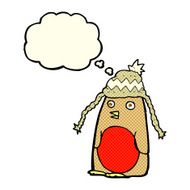 cartoon robin in hat with thought bubble N5
