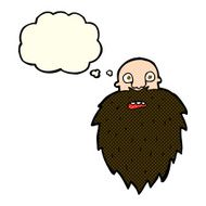 cartoon bearded man with thought bubble N22
