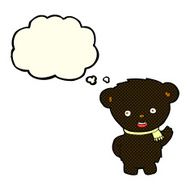 cartoon black bear waving with thought bubble N5