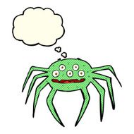 cartoon halloween spider with thought bubble N5