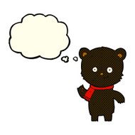 cartoon black bear waving with thought bubble N6