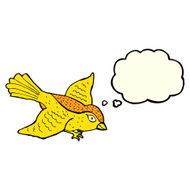 cartoon flying bird with thought bubble N11
