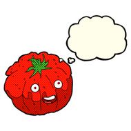 cartoon happy tomato with thought bubble N11