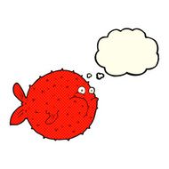 cartoon puffer fish with thought bubble N6