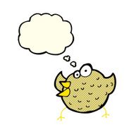 cartoon happy bird with thought bubble N17
