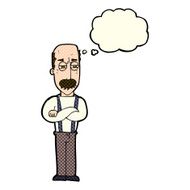 cartoon annoyed old man with thought bubble N33