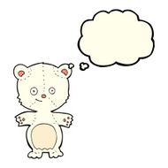 cartoon happy polar bear with thought bubble N6