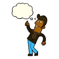 cartoon man giving thumbs up sign with thought bubble N9