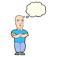cartoon annoyed bald man with thought bubble N5