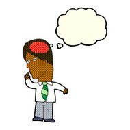 cartoon businessman with huge brain thought bubble N5