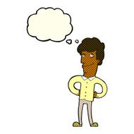 cartoon happy man with thought bubble N234