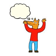 cartoon fox man with thought bubble N25