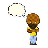 cartoon shocked bald man with beard thought bubble N6
