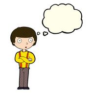 cartoon staring boy with thought bubble N11
