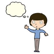 cartoon staring boy with thought bubble N12